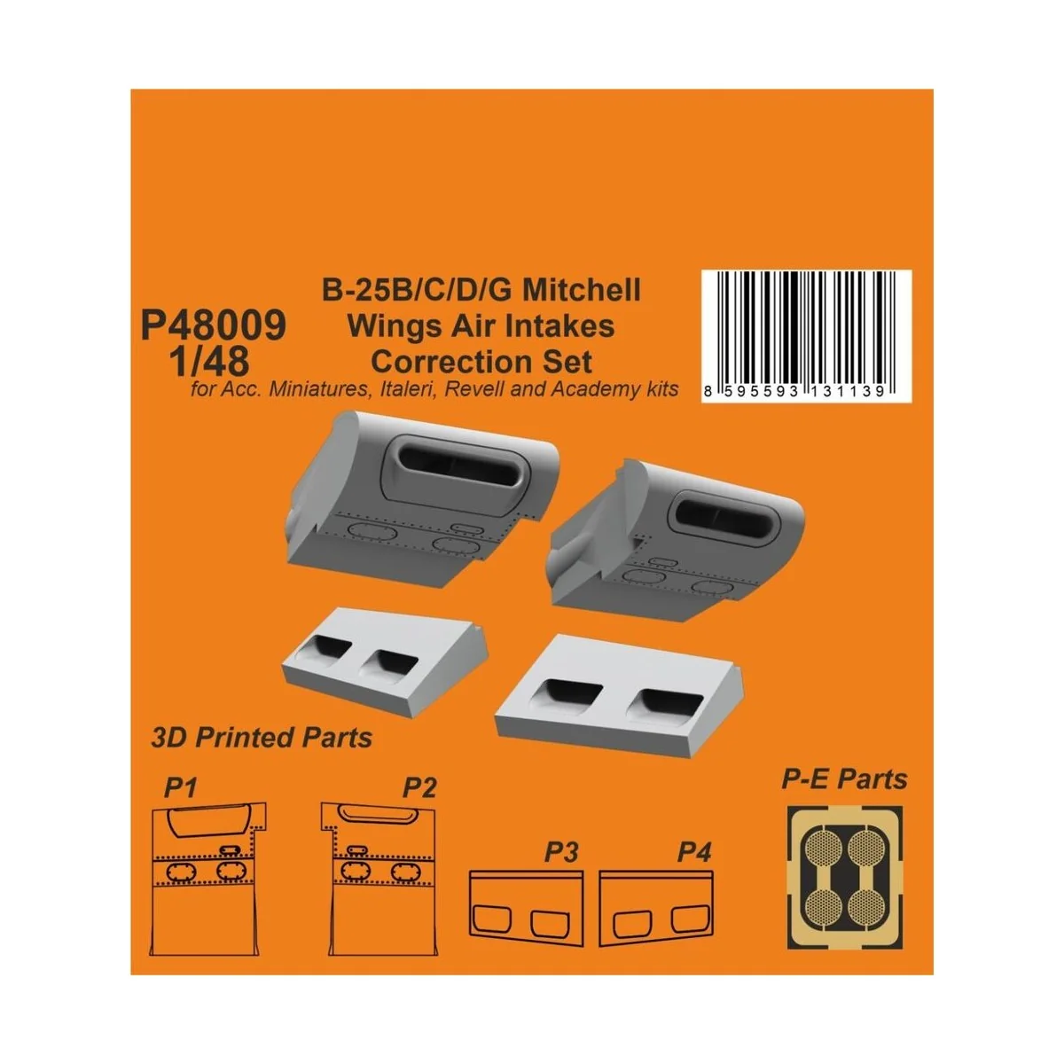 B-25 Mitchell Wings Air Intakes Correction Set 1/48 - CMK 129-P48009