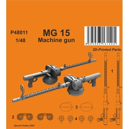 MG 15 Machine gun (2 pcs.), 1/48 - CMK 129-P48011 MG 15 Machine gun (2 pcs.), 1/48 - CMK 129-P48011