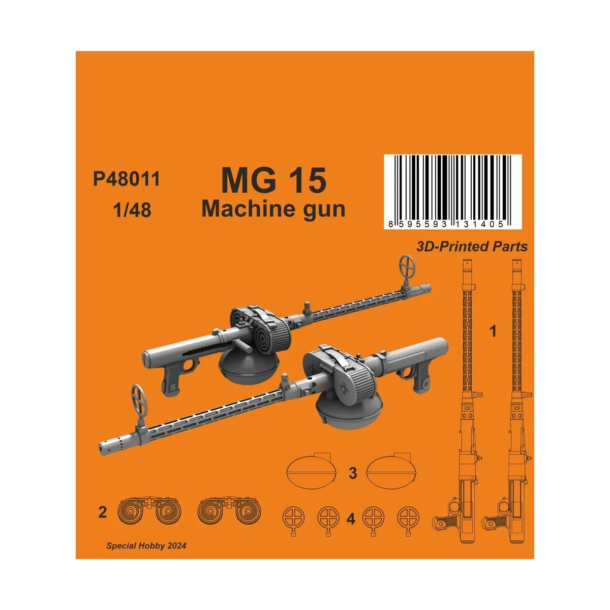 MG 15 Machine gun (2 pcs.), 1/48 - CMK 129-P48011 MG 15 Machine gun (2 pcs.), 1/48 - CMK 129-P48011