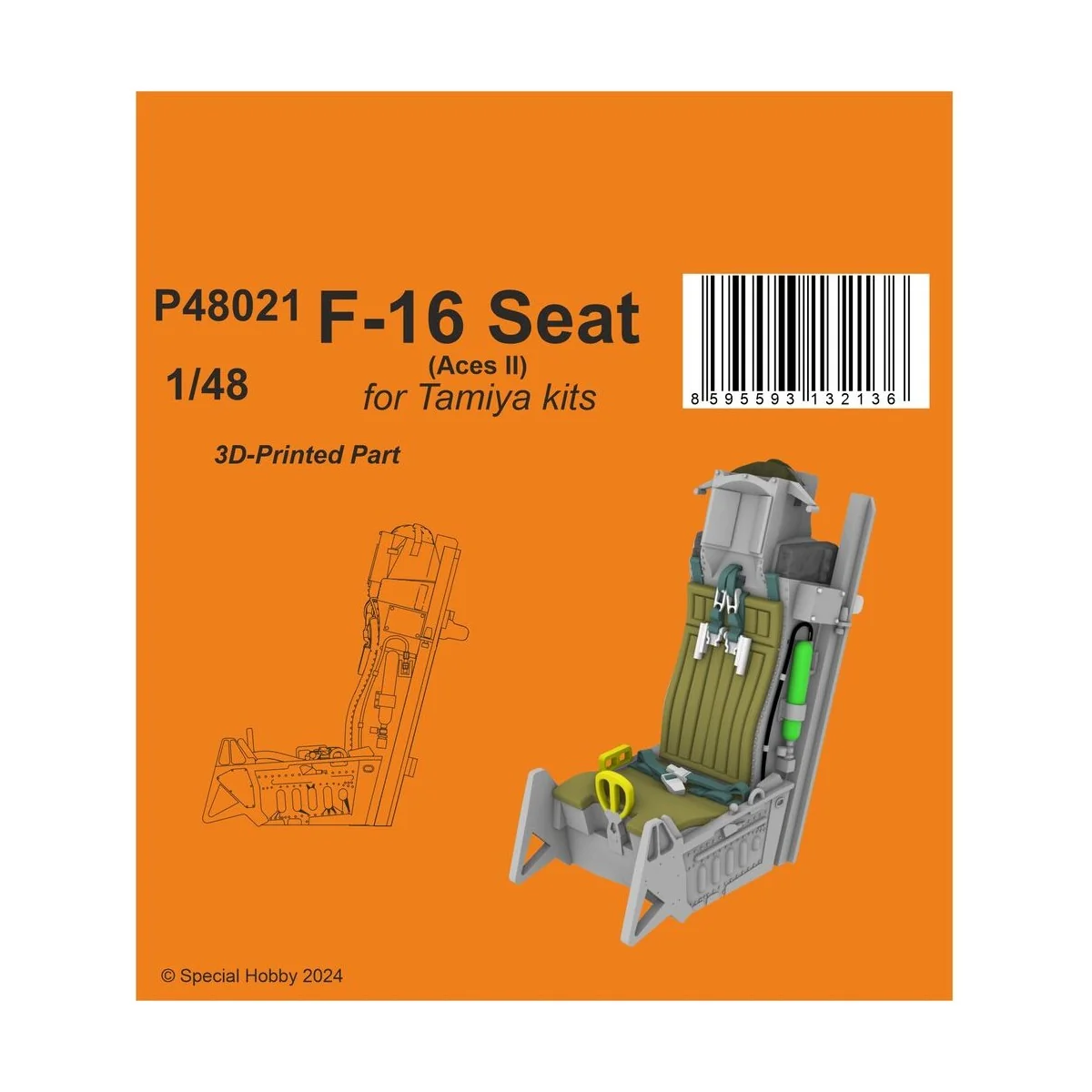 F-16 Seat (Aces II) / for Tamiya kits, 1/48 - CMK 129-P48021 F-16 Seat (Aces II) / for Tamiya kits, 1/48 - CMK 129-P48021