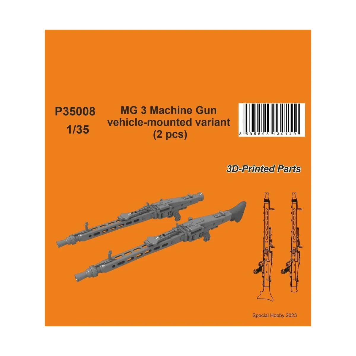 MG 3 Machine Gun - vehicle-mounted variant (2 pcs), 1/35 - CMK 129-... MG 3 Machine Gun - vehicle-mounted variant (2 pcs), 1/35 - CMK 129-...