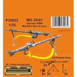 MG 34/41 German WWII Machine Gun (2 pcs.), 1/35 - CMK 129-P35022