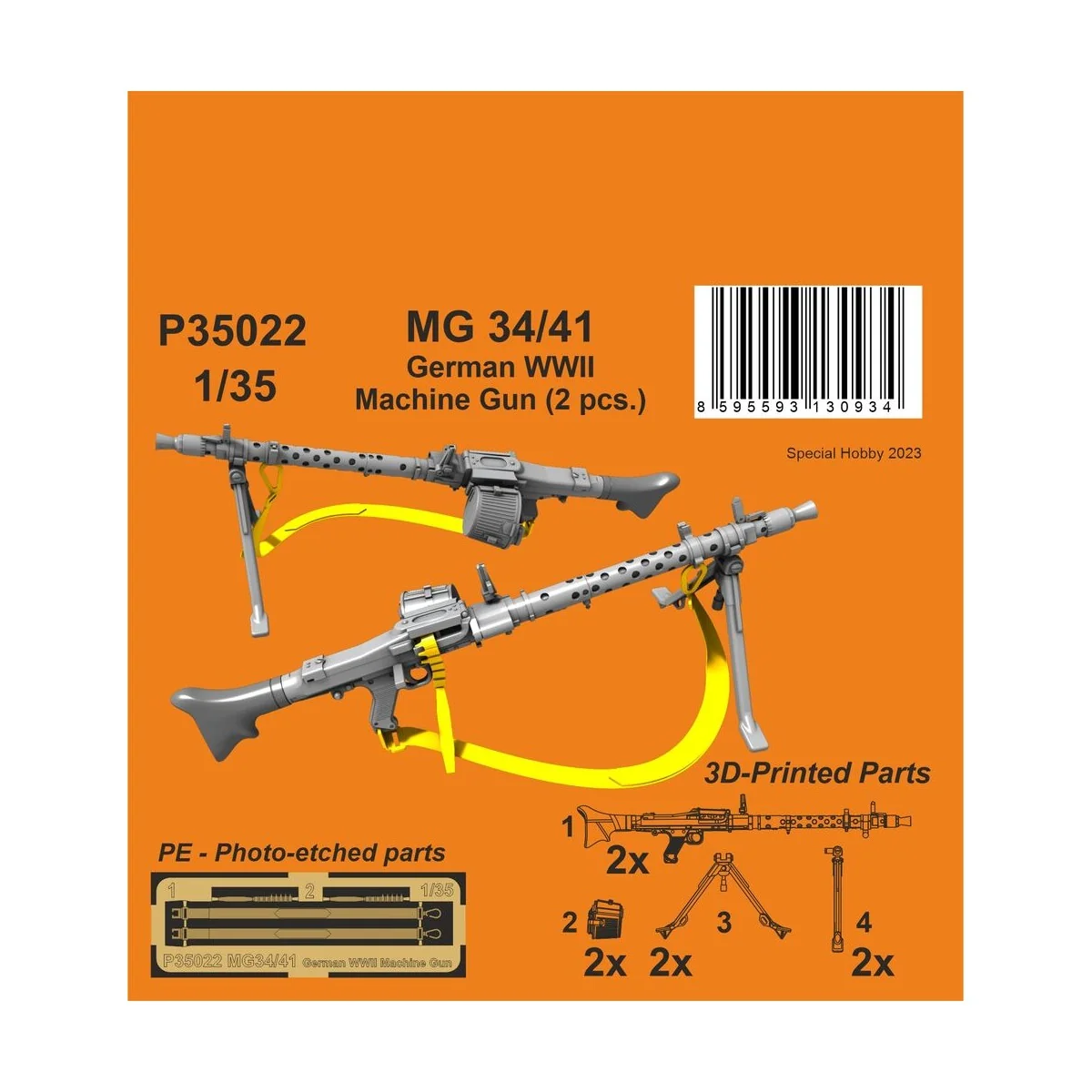 MG 34/41 German WWII Machine Gun (2 pcs.), 1/35 - CMK 129-P35022