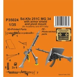 Sd.Kfz 251C MG 34 with armor shiels and pivot mount, 1/35 - CMK 129...