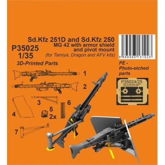 Sd.Kfz 251D/250A MG 42 with armor shiels and pivot mount 1/35 for T... Sd.Kfz 251D/250A MG 42 with armor shiels and pivot mount 1/35 for T...