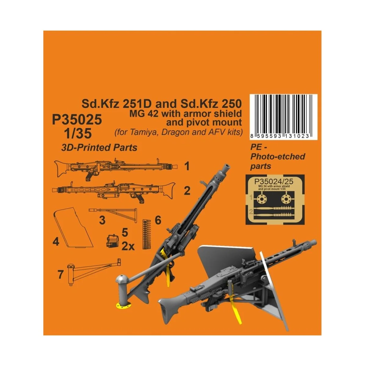 Sd.Kfz 251D/250A MG 42 with armor shiels and pivot mount 1/35 for T... Sd.Kfz 251D/250A MG 42 with armor shiels and pivot mount 1/35 for T...