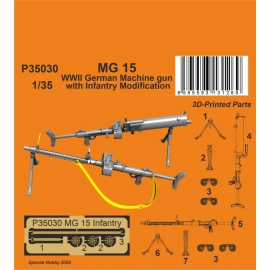 MG 15 Machine Gun with Infantry Modification 1/35 - CMK 129-P35030