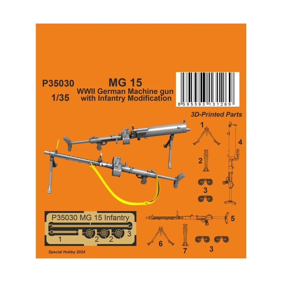 MG 15 Machine Gun with Infantry Modification 1/35 - CMK 129-P35030