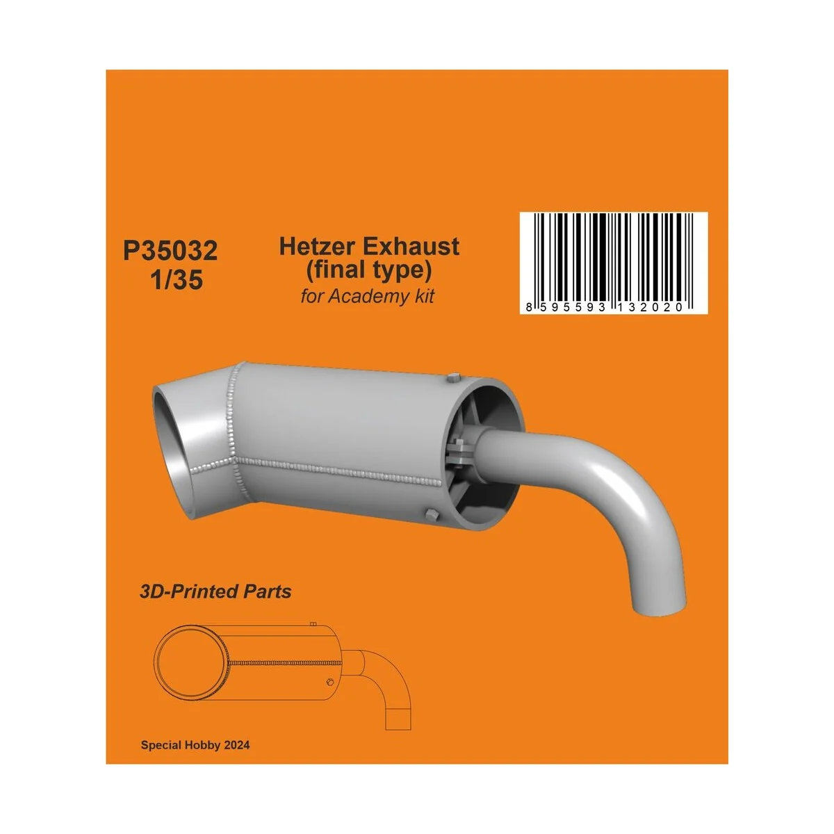 Hetzer Exhaust (final type) / for Academy kit - CMK 129-P35032
