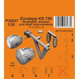 Zündapp KS 750 Headlights, drawbar and other improvements 1/35 / fo...