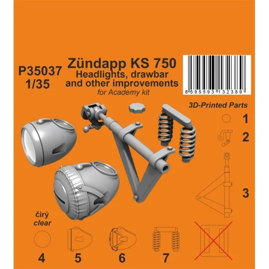 Zündapp KS 750 Headlights, drawbar and other improvements 1/35 / fo...