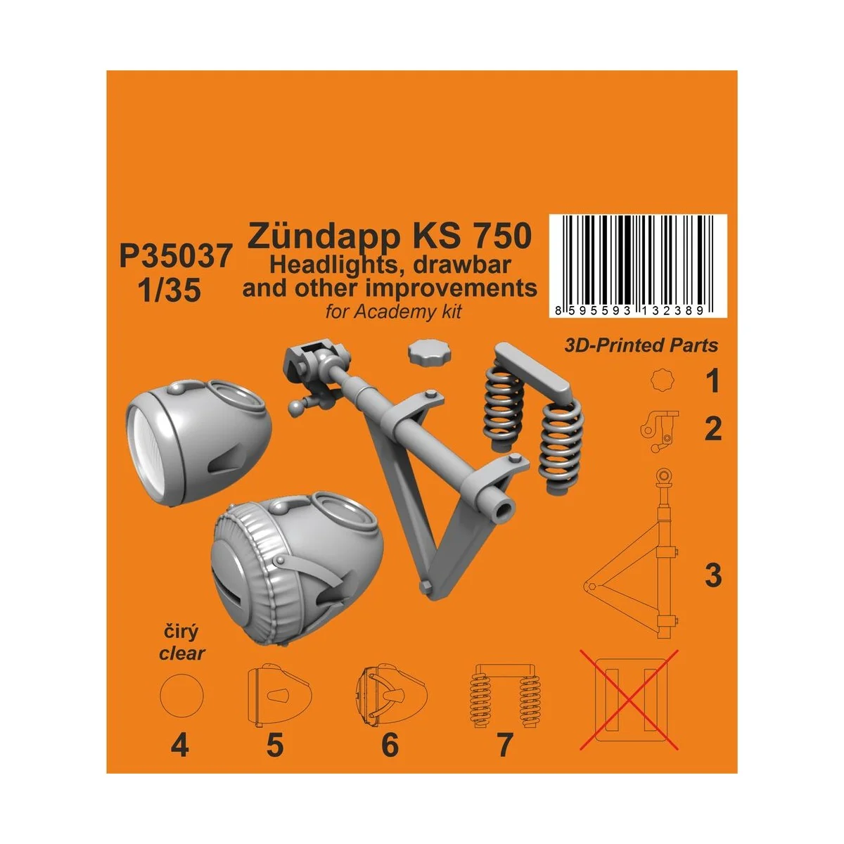 Zündapp KS 750 Headlights, drawbar and other improvements 1/35 / fo...