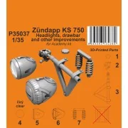 Zündapp KS 750 Headlights, drawbar and other improvements 1/35 / fo...