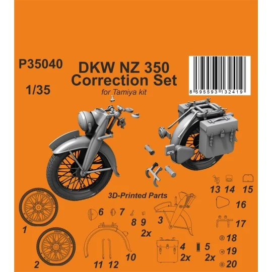 DKW NZ 350 Correction Set / for Tamiya kit, 1/35 - CMK 129-P35040