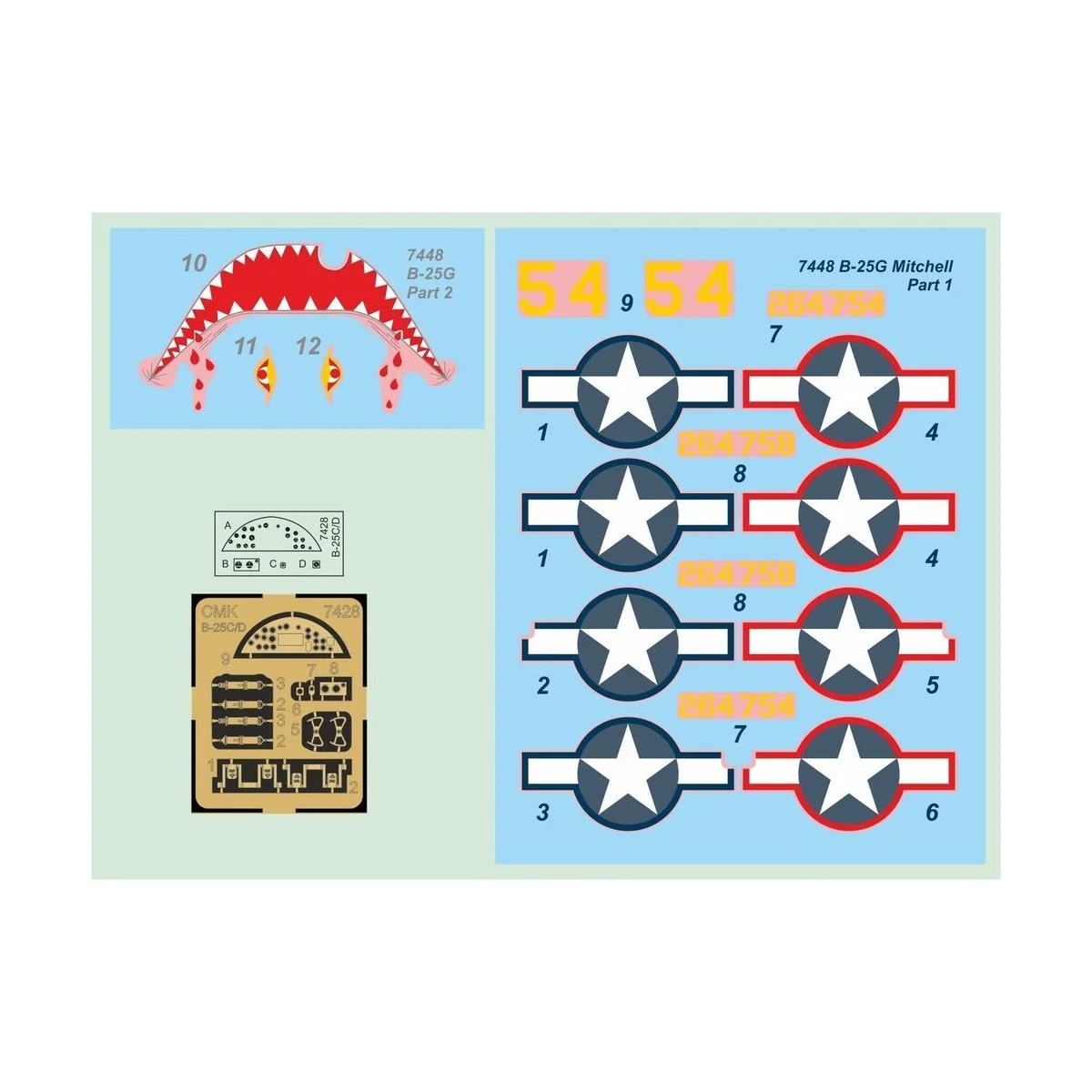 B-25G Mitchell 75 mm Gun Nose Conversion Set, 1/72 - CMK 129-7448