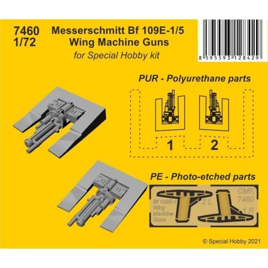 Messerschmitt Bf 109E-1/5 Wing Machine Guns, 1/72 - CMK 129-7460 Messerschmitt Bf 109E-1/5 Wing Machine Guns, 1/72 - CMK 129-7460