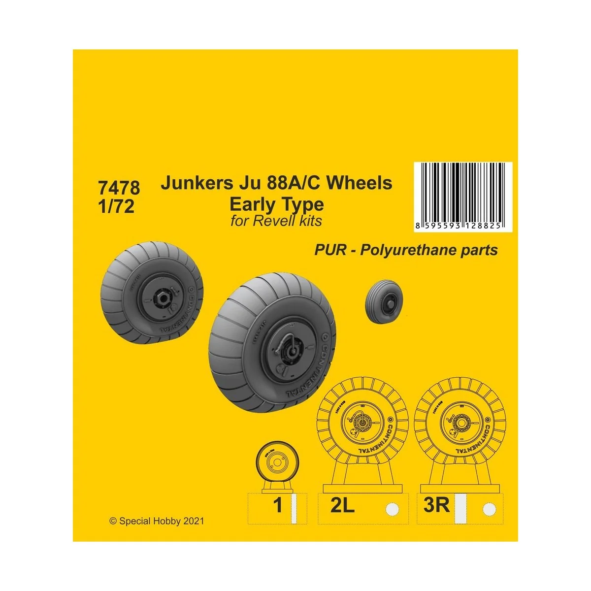 Junkers Ju 88A/C Wheels Early Type (Revell kits), 1/72 - CMK 129-7478 Junkers Ju 88A/C Wheels Early Type (Revell kits), 1/72 - CMK 129-7478