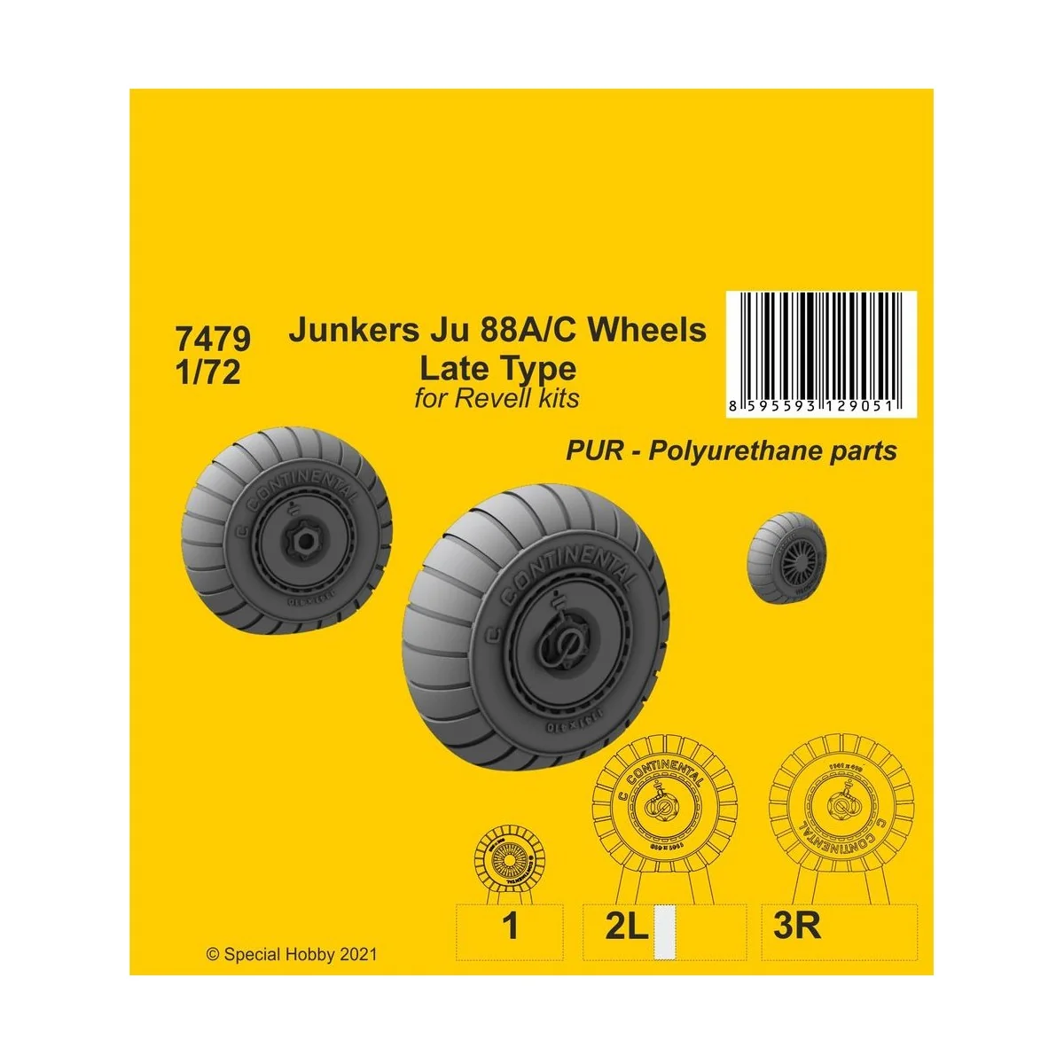 Junkers Ju 88A/C Wheels Late Type, 1/72 - CMK 129-7479