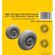 Beufighter Mk.I/VI Mainwheels - Early Wheel Hub / Smooth Tyre, 1/72...