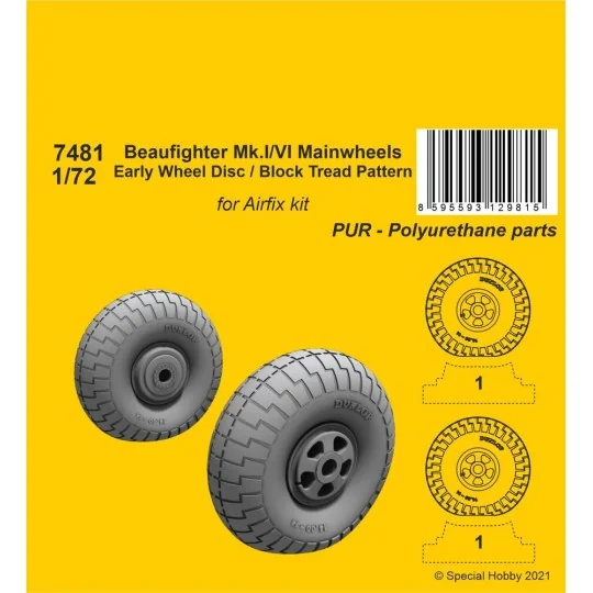 Beaufighter Mk.I/VI Mainwheels - Early Wheel Disk / Block Tread Pat... Beaufighter Mk.I/VI Mainwheels - Early Wheel Disk / Block Tread Pat...