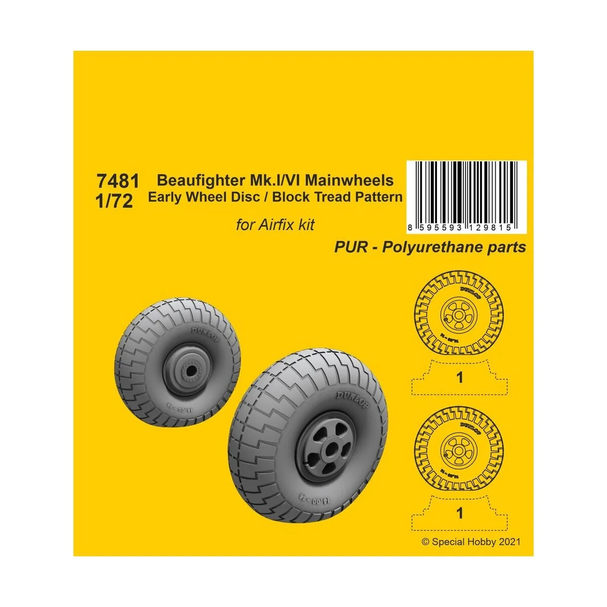 Beaufighter Mk.I/VI Mainwheels - Early Wheel Disk / Block Tread Pat...