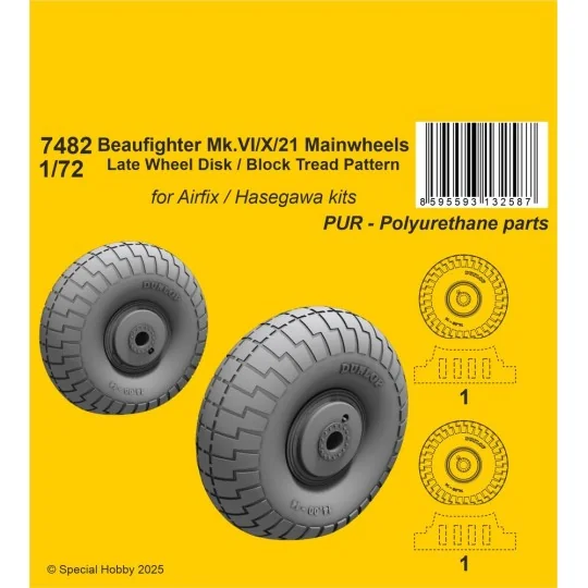 Beaufighter Mk.VI/X/21 Mainwheels - Late Wheel Disk Block Tread Pat... Beaufighter Mk.VI/X/21 Mainwheels - Late Wheel Disk Block Tread Pat...