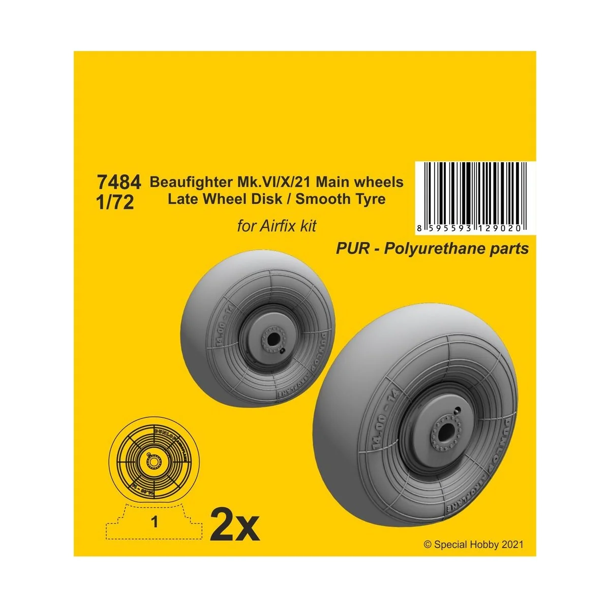 Beaufighter Mk.VI/X/21 Mainwheels - Late Wheel Disk / Smooth Tyre -...