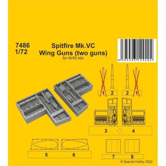 Spitfire Mk.VC Wing Guns (two guns) / for Airfix kit, 1/72 - CMK 12... Spitfire Mk.VC Wing Guns (two guns) / for Airfix kit, 1/72 - CMK 12...