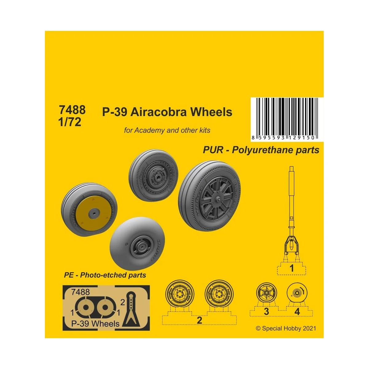 P-39 Airacobra Wheels and Front Leg, 1/72 - CMK 129-7488 P-39 Airacobra Wheels and Front Leg, 1/72 - CMK 129-7488