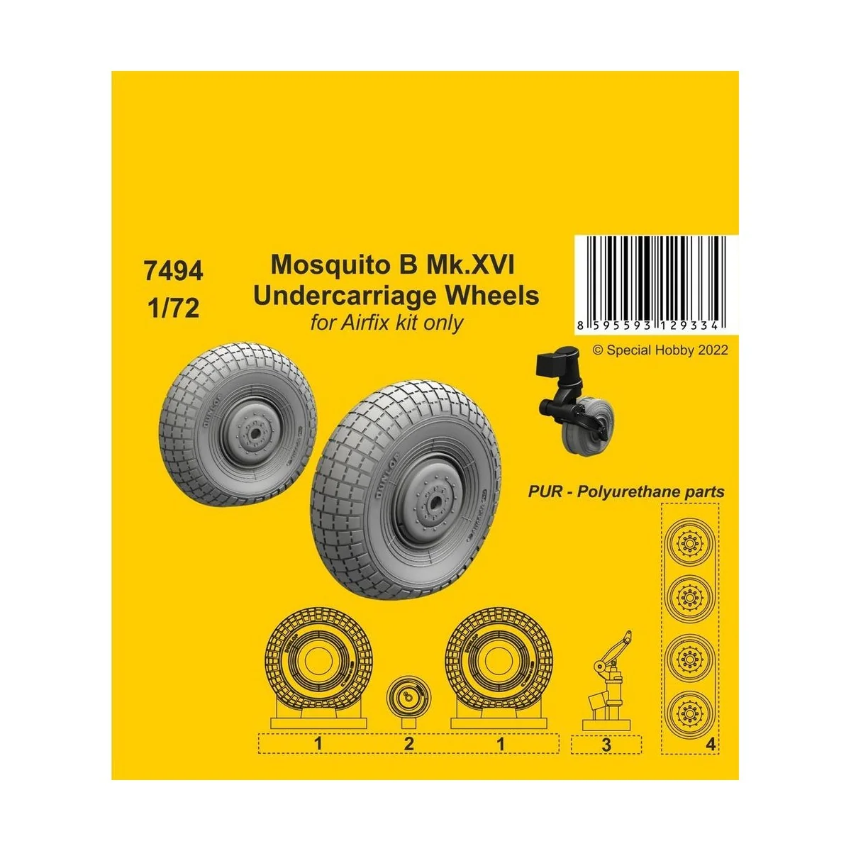 Mosquito B Mk.XVI Undercarriage Wheels / Airfix kit only - CMK 129-...