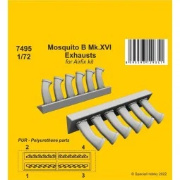 Mosquito B Mk.XVI Exhausts, 1/72 - CMK 129-7495