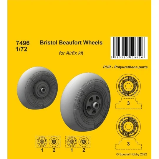Bristol Beaufort Wheels 1/72 / for Airfix kit - CMK 129-7496
