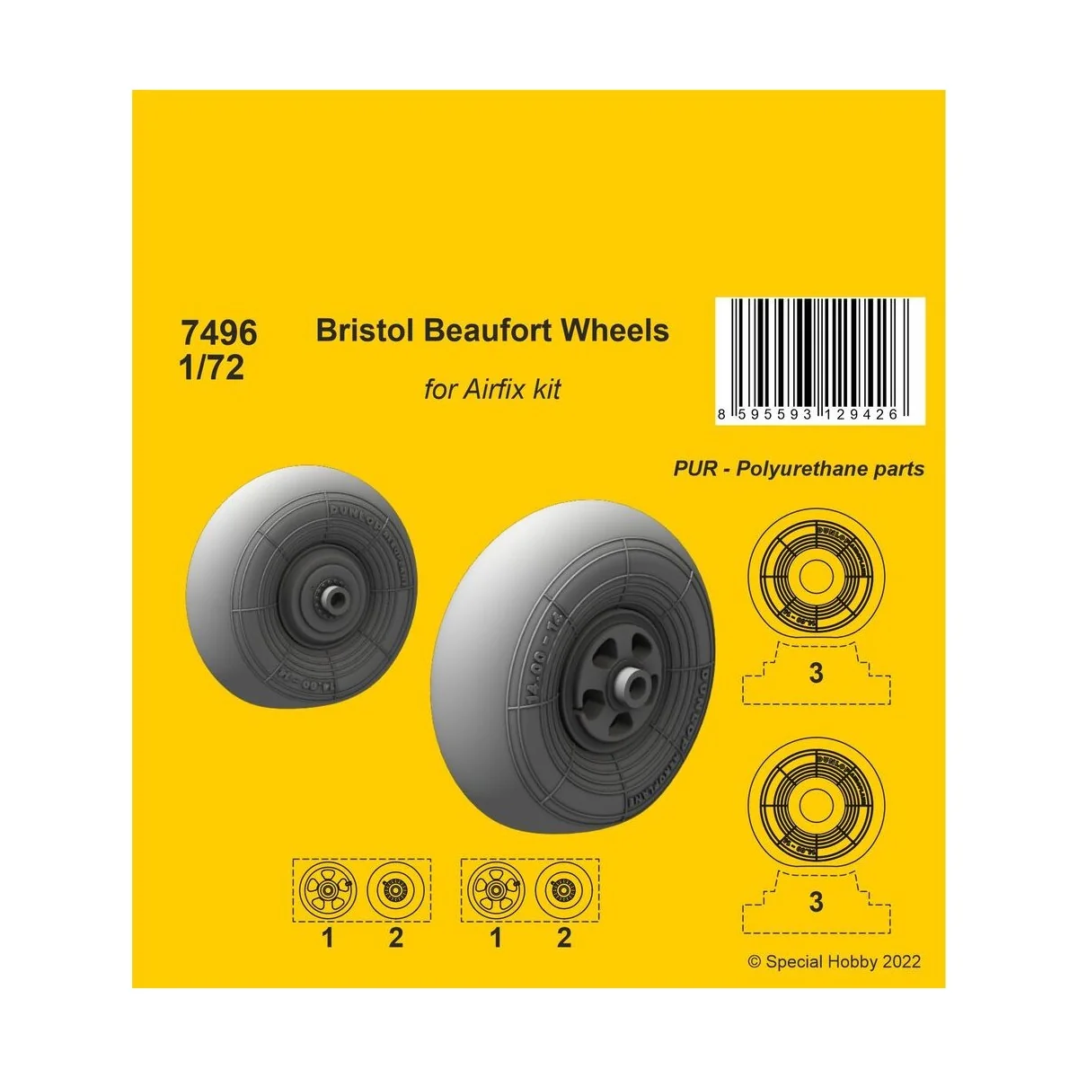 Bristol Beaufort Wheels 1/72 / for Airfix kit - CMK 129-7496