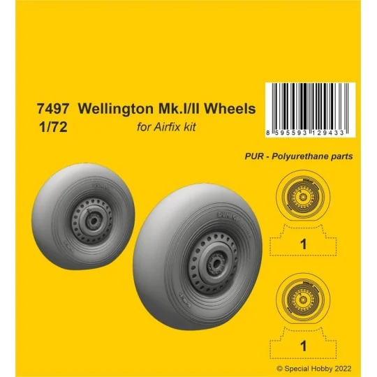 Wellington Mk.II Wheels 1/72 / for Airfix kit, 1/72 - CMK 129-7497 Wellington Mk.II Wheels 1/72 / for Airfix kit, 1/72 - CMK 129-7497