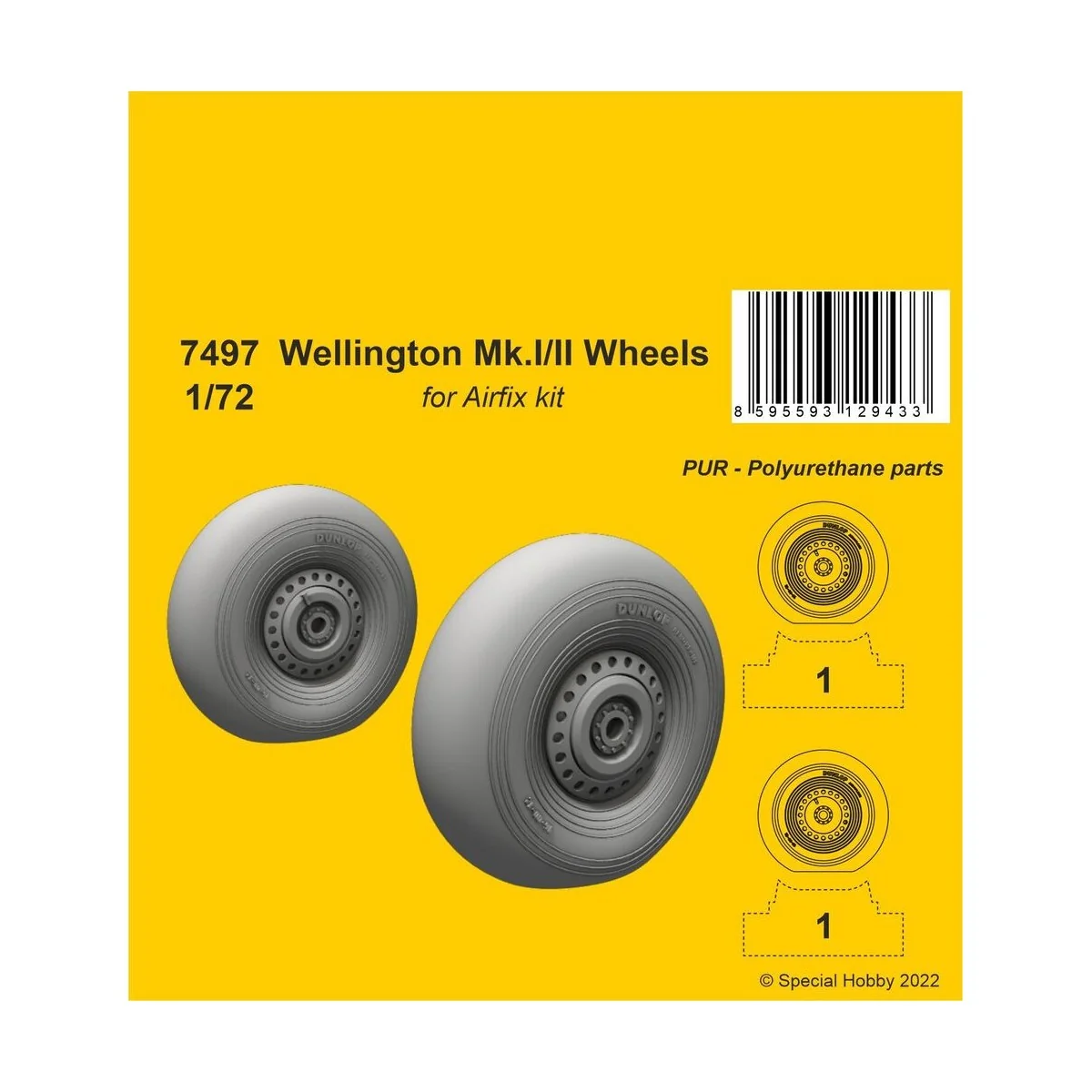 Wellington Mk.II Wheels 1/72 / for Airfix kit, 1/72 - CMK 129-7497 Wellington Mk.II Wheels 1/72 / for Airfix kit, 1/72 - CMK 129-7497