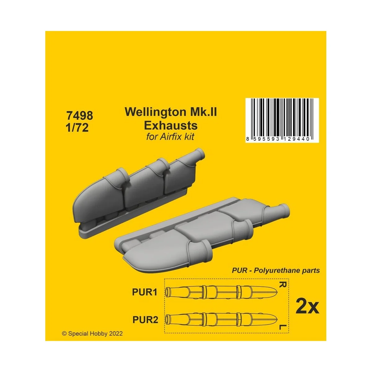 Wellington Mk.II Exhausts 1/72 / for Airfix kit, 1/72 - CMK 129-7498 Wellington Mk.II Exhausts 1/72 / for Airfix kit, 1/72 - CMK 129-7498