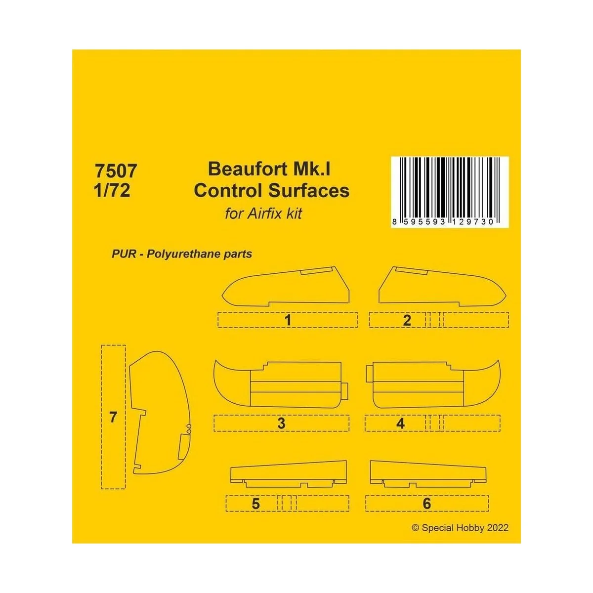 Beaufort Mk.I Control Surfaces 1/72 / for Airfix kit - CMK 129-7507