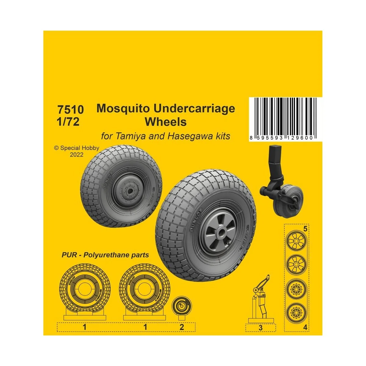 Mosquito Undercarriage Wheels / for 1/72 Tamiya and Hasegawa kits -...