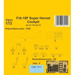 F/A-18F Super Hornet Cockpit 1/72 / for Revell kit - CMK 129-7511