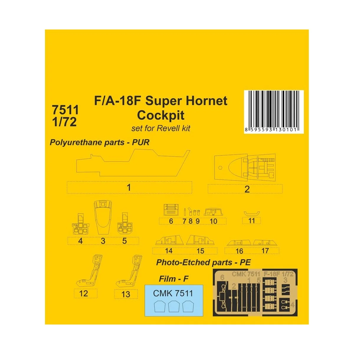 F/A-18F Super Hornet Cockpit 1/72 / for Revell kit, 1/72 - CMK 129-... F/A-18F Super Hornet Cockpit 1/72 / for Revell kit, 1/72 - CMK 129-...