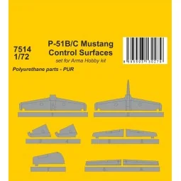 P-51B/C Mustang Control Surfaces 1/72 / for Arma Hobby kit - CMK 12...