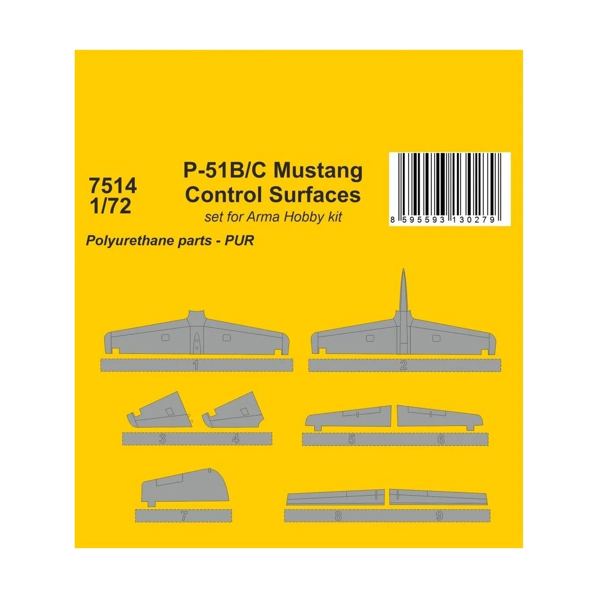 P-51B/C Mustang Control Surfaces 1/72 / for Arma Hobby kit, 1/72 - ... P-51B/C Mustang Control Surfaces 1/72 / for Arma Hobby kit, 1/72 - ...