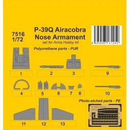 P-39Q Airacobra Nose Armament / for Arma Hobby kit, 1/72 - CMK 129-...