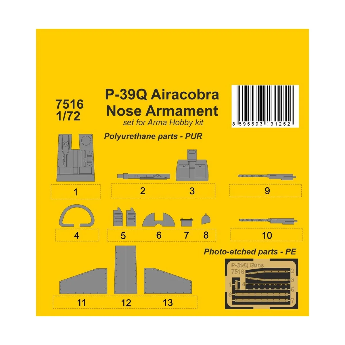 P-39Q Airacobra Nose Armament / for Arma Hobby kit, 1/72 - CMK 129-... P-39Q Airacobra Nose Armament / for Arma Hobby kit, 1/72 - CMK 129-...
