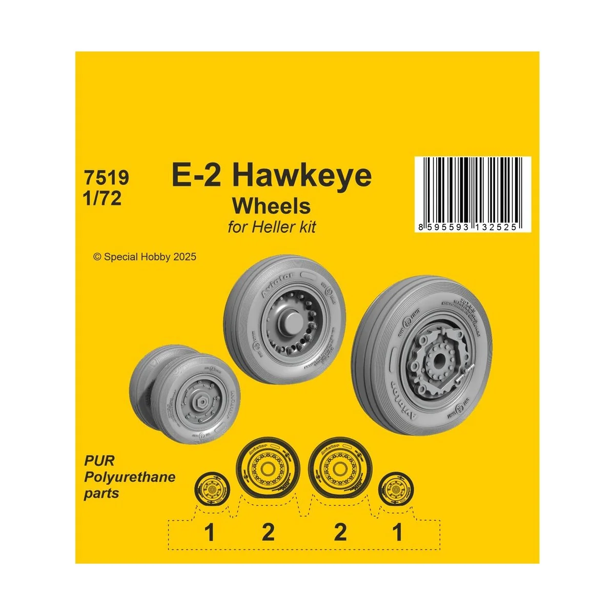E-2 Hawkeye Wheels for Heller kit, 1/72 - CMK 129-7519 E-2 Hawkeye Wheels for Heller kit, 1/72 - CMK 129-7519