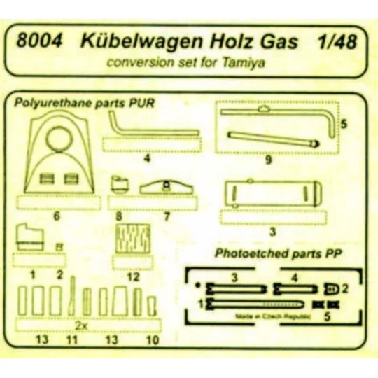 Kübelwagen Holzgas für Tamiya Bausatz, 1/48 - CMK 129-8004 Kübelwagen Holzgas für Tamiya Bausatz, 1/48 - CMK 129-8004