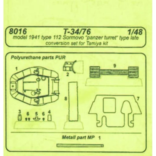 T-34/76 model 1941 112 Sormovo für Tamiya-Bausatz, 1/48 - CMK 129-8016 T-34/76 model 1941 112 Sormovo für Tamiya-Bausatz, 1/48 - CMK 129-8016
