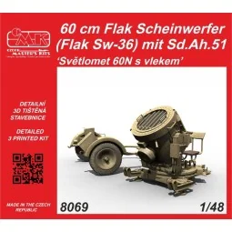 60 cm Flak Scheinwerfer (Flak Sw-36) mit Sd.Ah.51 / Sv?tlomet 60N s...