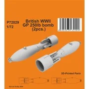 British WWII GP 250lb bomb (2pcs.), 1/72 - CMK 129-P72029
