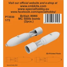 British WWII MC 500lb bomb Mk.IV (2pcs.), 1/72 - CMK 129-P72030